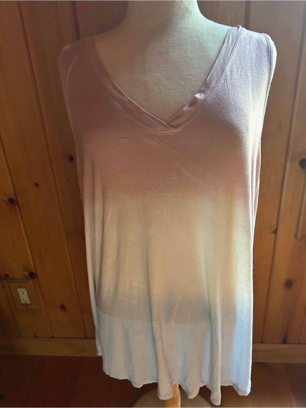 24/7 Comfort Apparel Pink to Cream Ombre V-Neck Tank Top
